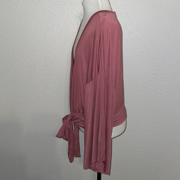 Agnes & Dora XXL Dusty Rose Kimono Tie Top 3/4 Dolman Sleeves NWT - Picture 3 of 9